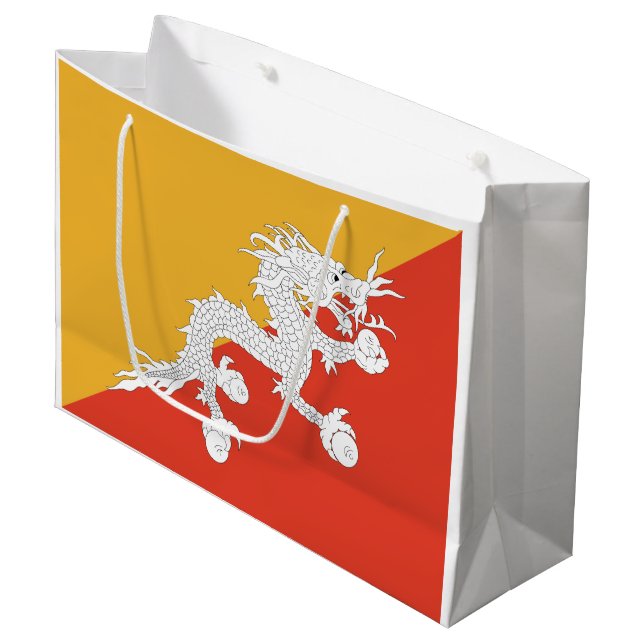 Patriotic Bhutan Flag Große Geschenktüte (Vorderseite Schrägansicht)