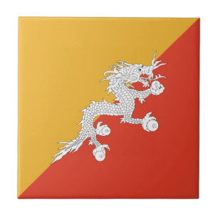 Patriotic Bhutan Flag Keramik Tile Fliese