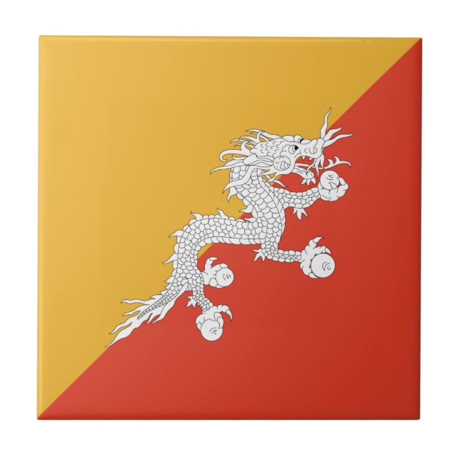 Patriotic Bhutan Flag Keramik Tile Fliese (Vorderseite)
