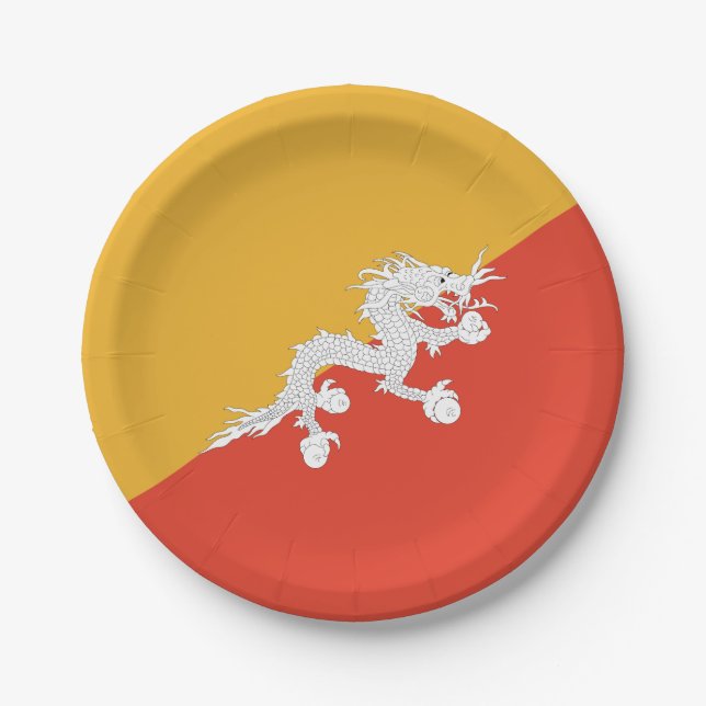 Patriotic Bhutan Flag Pappteller (Vorderseite)