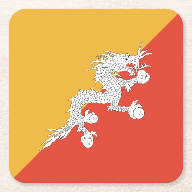 Patriotic Bhutan Flag Rechteckiger Pappuntersetzer (Vorderseite)