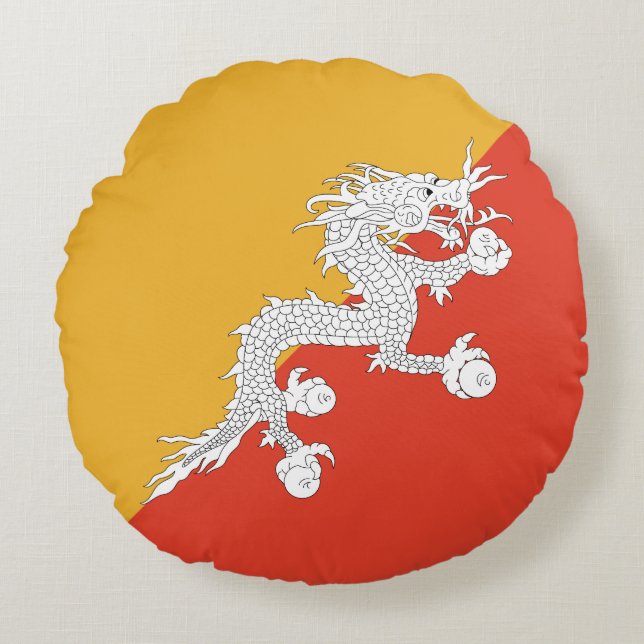 Patriotic Bhutan Flag Rundes Kissen (Vorderseite)