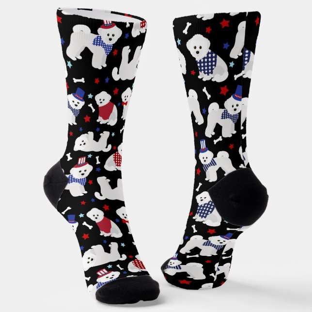 Patriotic Bichon Frise Socks Socken (Gewinkelt)