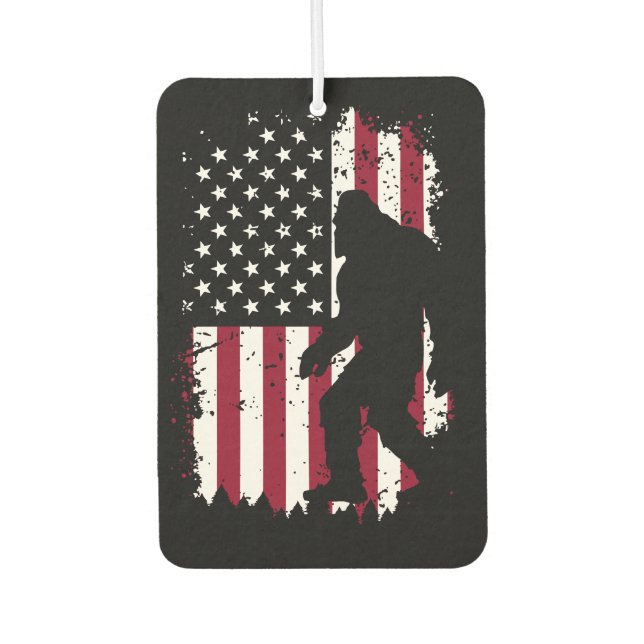 Patriotic Bigfoot – American Flag Sasquatch Autolufterfrischer (Vorderseite)