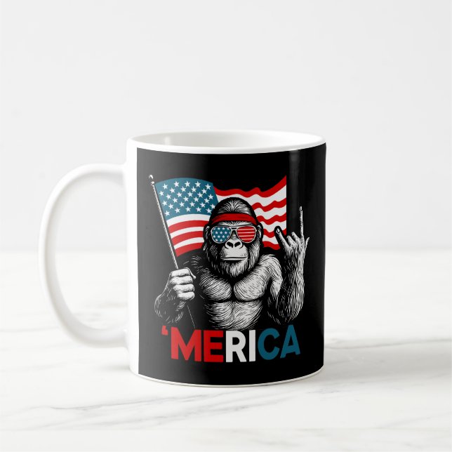 Patriotic Bigfoot Merica Independece Day Kaffeetasse (Links)