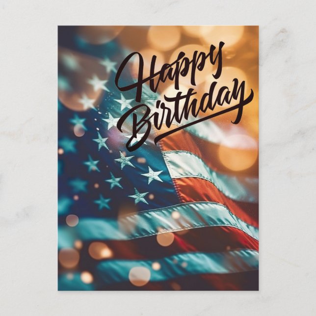 Patriotic Birthday Postcard Postkarte (Vorderseite)