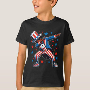 Patriotic Black Dabbing Junge 4. Juli American F T-Shirt