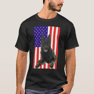 Patriotic Black German Shepherd American Flag T-Shirt