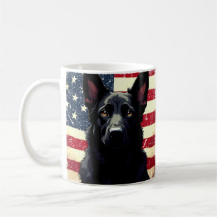 Patriotic Black German Shepherd USA Flag Kaffeetasse