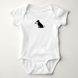 Patriotic Black Lab Silhouette American Flag Baby Strampler