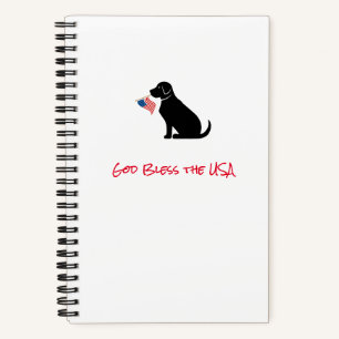 Patriotic Black Lab Silhouette American Flag Notizbuch