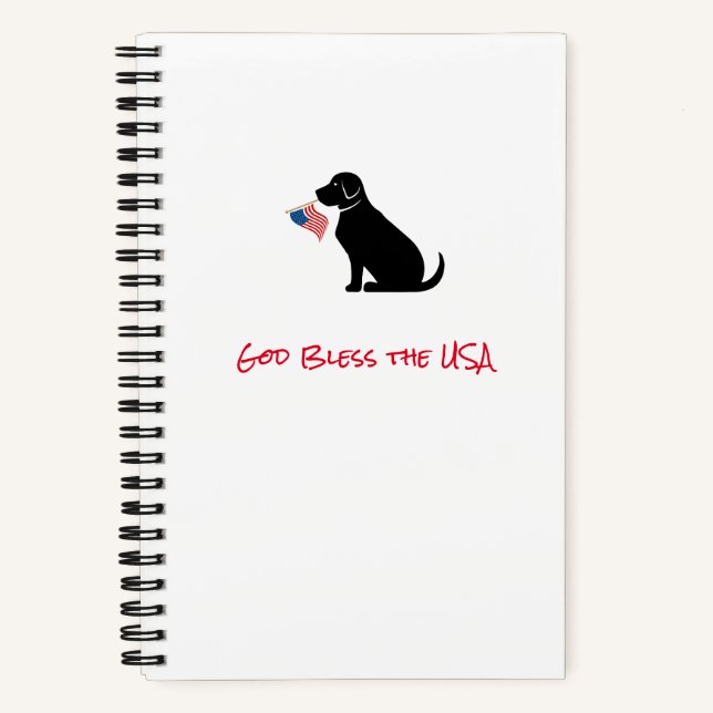 Patriotic Black Lab Silhouette American Flag Notizbuch (Vorderseite)