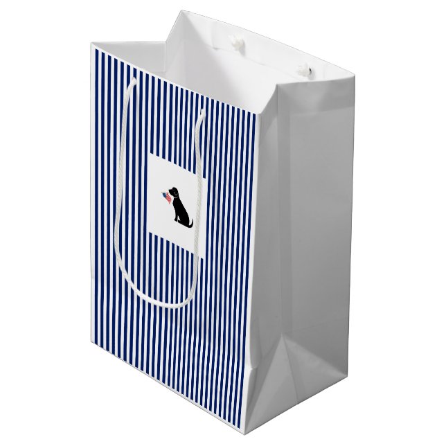 Patriotic Black Lab USA Preppy Pet Dog Fun Mittlere Geschenktüte (Vorderseite Schrägansicht)