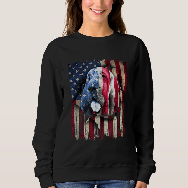 Patriotic Bloodhound American Flag USA Dog Sweatshirt (Vorderseite)