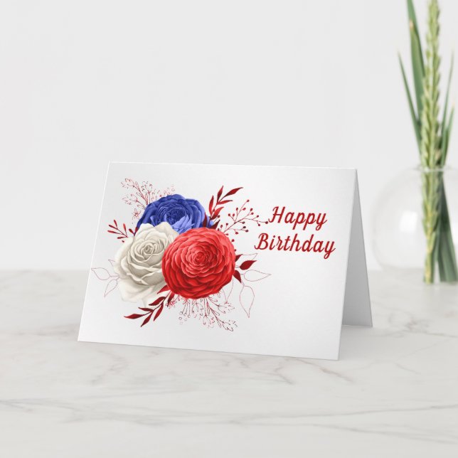 Patriotic Bloom Trio Birthday Karte (Vorderseite)