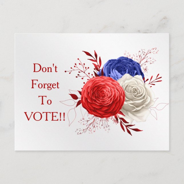 Patriotic Bloom Trio Vote Reminder Postkarte (Vorderseite)