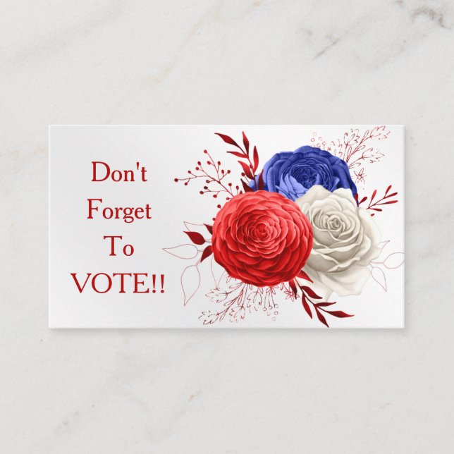 Patriotic Bloom Trio Vote Reminder Visitenkarte (Vorderseite)