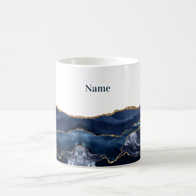 Patriotic Blue Gold Agate Kaffeetasse (Mittel)