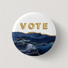 Patriotic Blue Gold Agate Vote Button