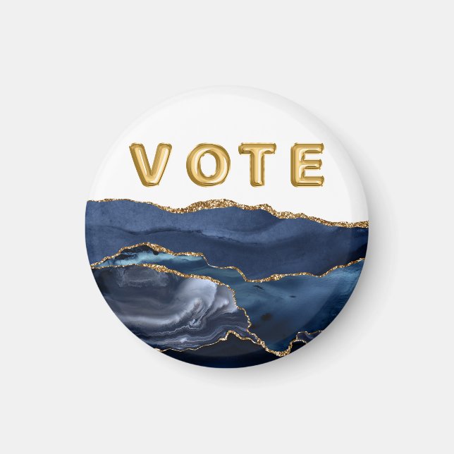 Patriotic Blue Gold Agate Vote Magnet (Vorne)