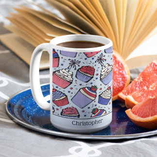 Patriotic Blue July 4 Cupcakes Custom Kaffeetasse