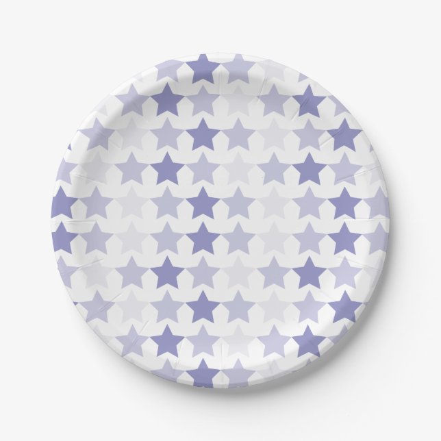 Patriotic Blue Ombre Stars Pappteller (Vorderseite)
