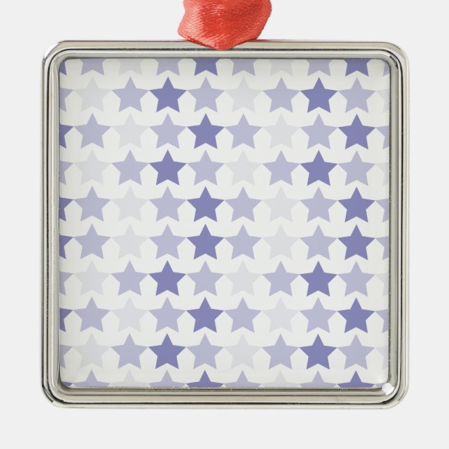 Patriotic Blue Ombre Stars Silbernes Ornament (Vorne)