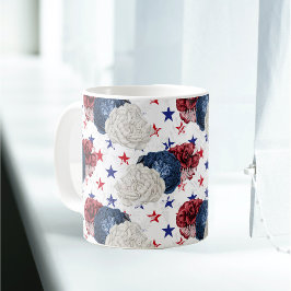 Patriotic Blue Red Star Rose Bouquet Kaffeetasse