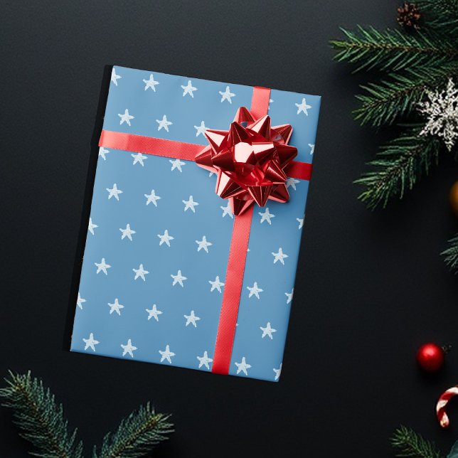 Patriotic Blue Star Flag Muster Geschenkpapier (Von Creator hochgeladen)