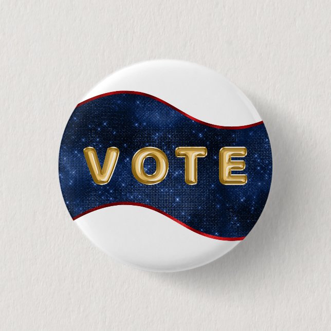 Patriotic Blue Wave Vote Button (Vorderseite)