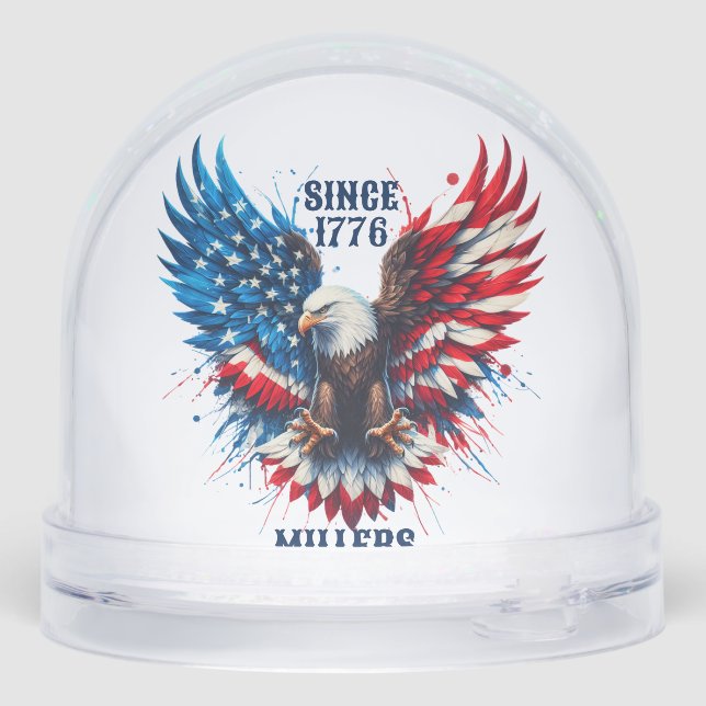 Patriotic Bold Eagle Snow Globe Schneekugeln (Rückseite)