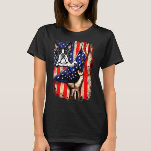 Patriotic Boston Terrier American Flag Dog T-Shirt