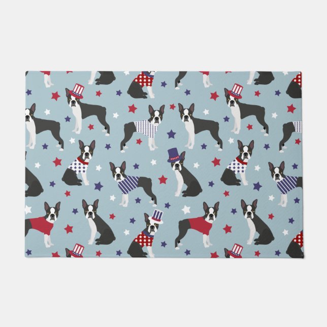 Patriotic Boston Terrier Dog Fußmatte (Vorderseite)