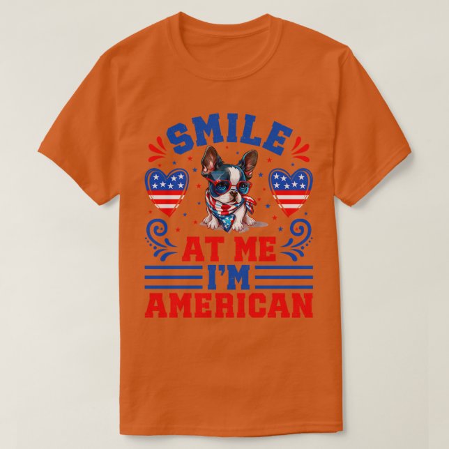 Patriotic Boston Terrier Dog T-Shirt (Design vorne)