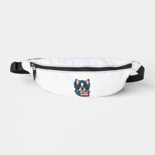 Patriotic Boston Terrier Doppy Puppy American Flag Bauchtasche
