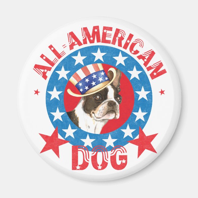Patriotic Boston Terrier Magnet (Vorne)