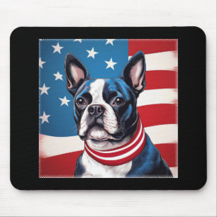 Patriotic Boston Terrier mit amerikanischer Flagge Mousepad
