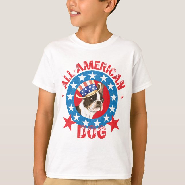 Patriotic Boston Terrier T-Shirt (Vorderseite)