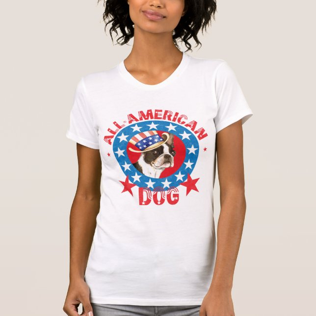 Patriotic Boston Terrier T-Shirt (Vorderseite)