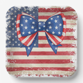 Patriotic Bow & Flag Geburtstagsparty Pappteller