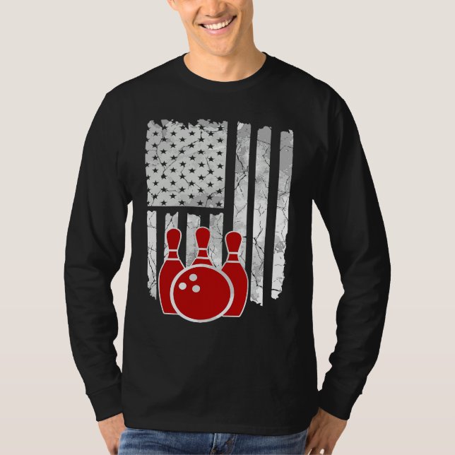 Patriotic Bowling Player Bowler T-Shirt (Vorderseite)