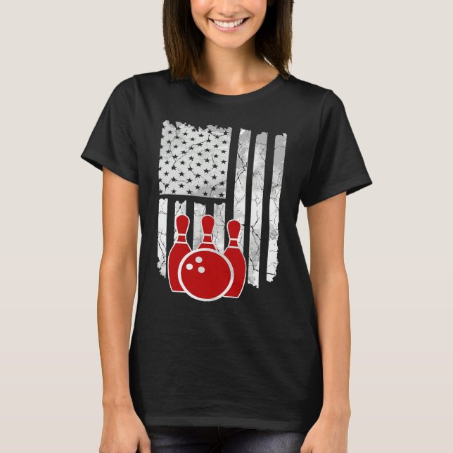 Patriotic Bowling Player Bowler T-Shirt (Vorderseite)