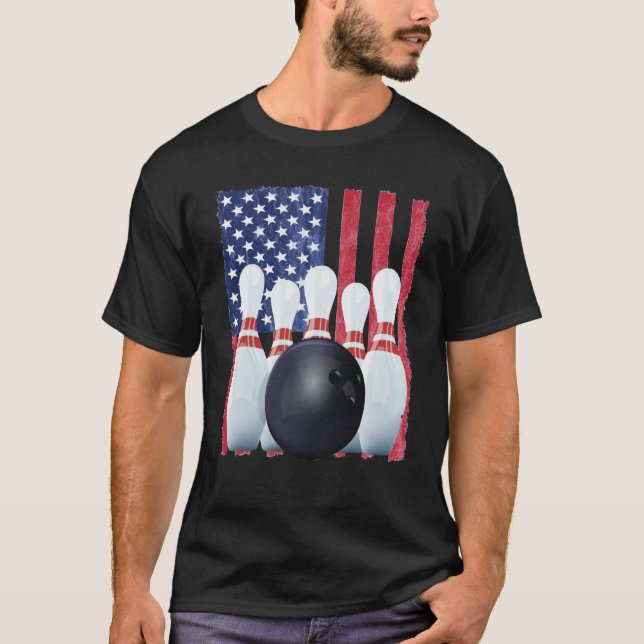 Patriotic Bowling Uniform Bowling Coach T-Shirt (Vorderseite)