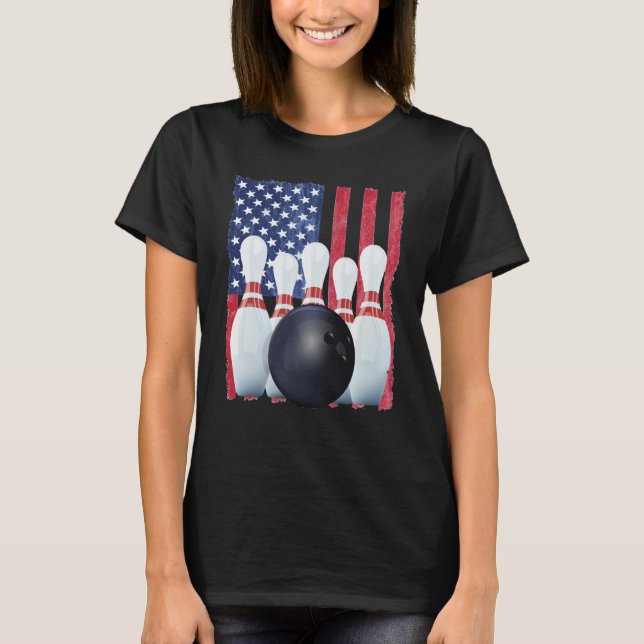 Patriotic Bowling Uniform Bowling Coach T-Shirt (Vorderseite)