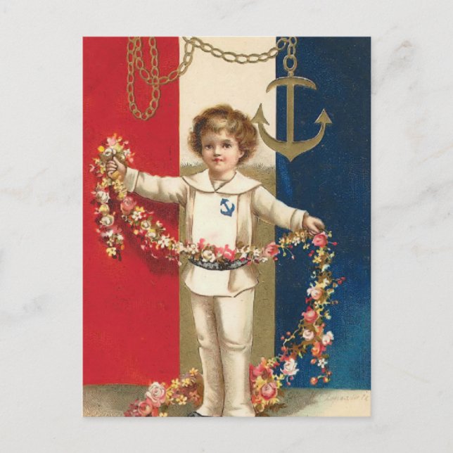 Patriotic Boy Postcard Postkarte (Vorderseite)