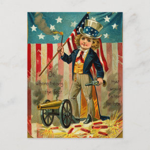 Patriotic Boy Postcard Postkarte