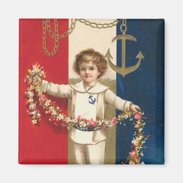 Patriotic Boy Square Magnet (Vorne)