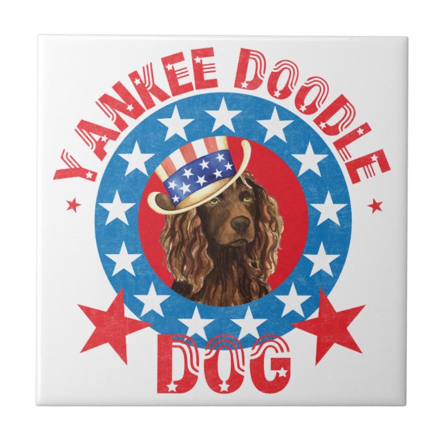 Patriotic Boykin Spaniel Fliese (Vorderseite)