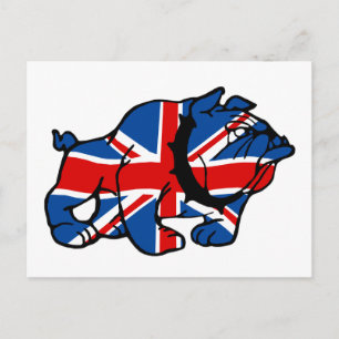 Patriotic British Bulldog Britsh flagge Postkarte