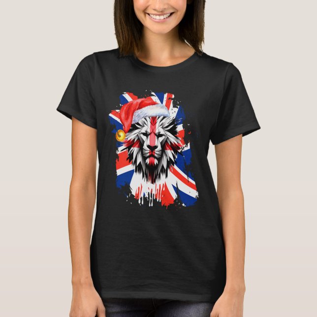 Patriotic British Christmas Uk English Flag Premiu T-Shirt (Vorderseite)